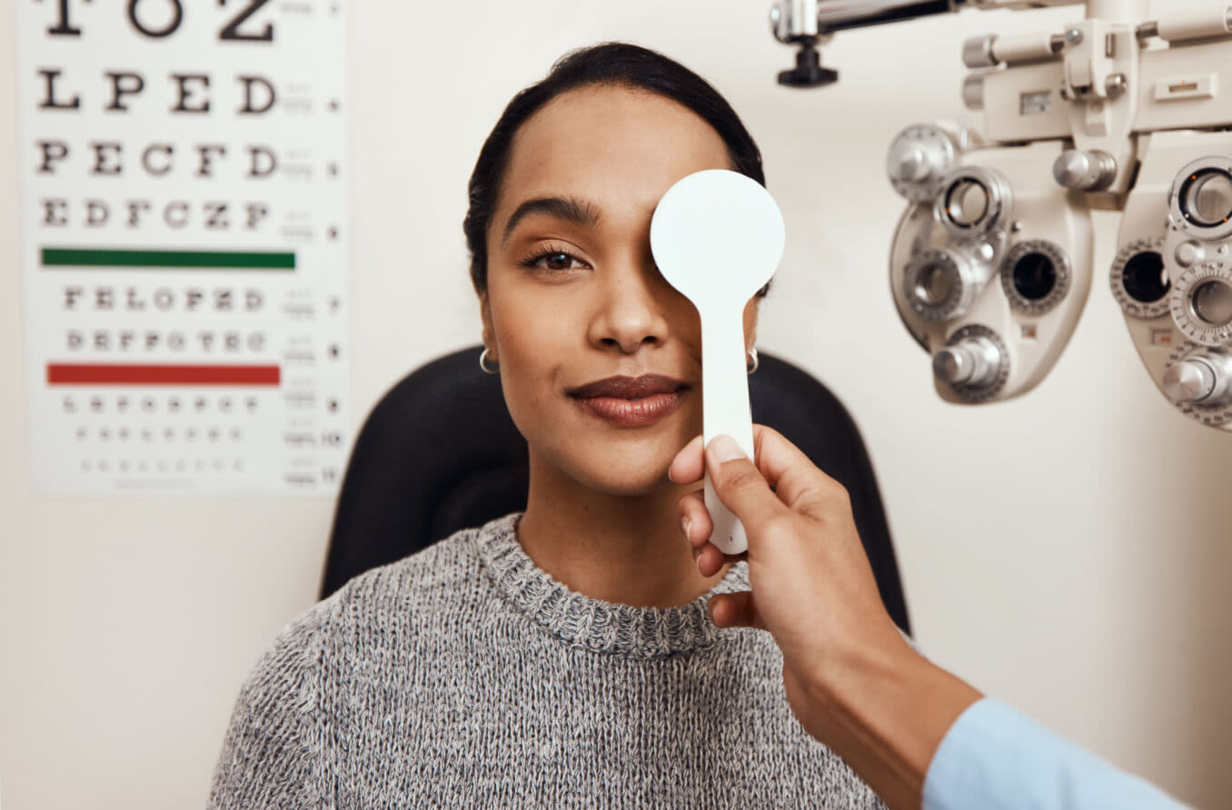 Woman taking an eye exam