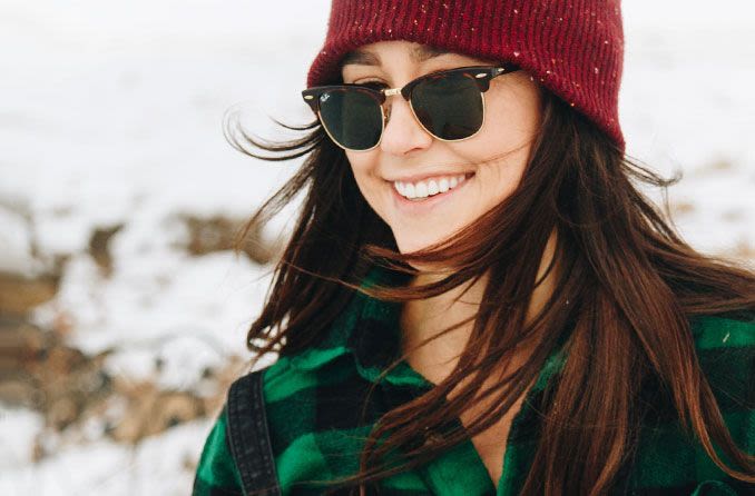 Woman wearing prescription sunglasses.